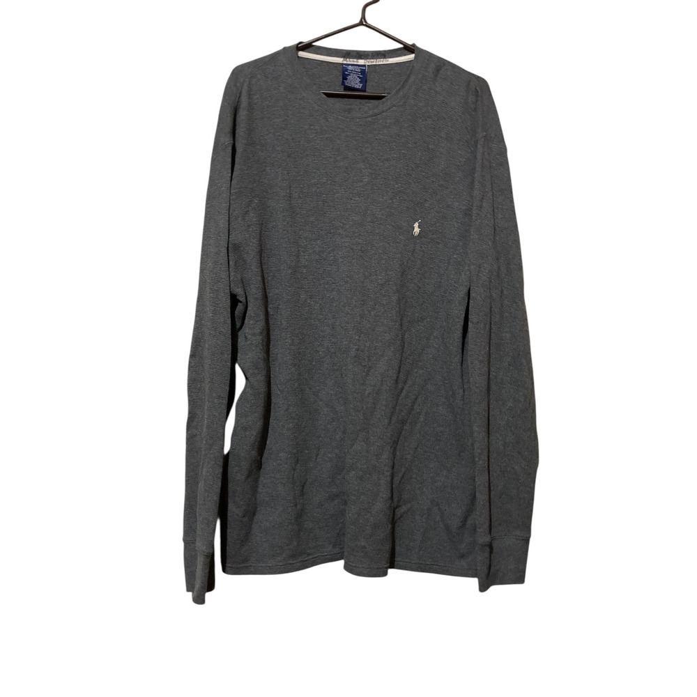 Polo Ralph Lauren Sleepwear Mens 2XL Gray Waffle Knit Thermal Long Sleeve Shirt